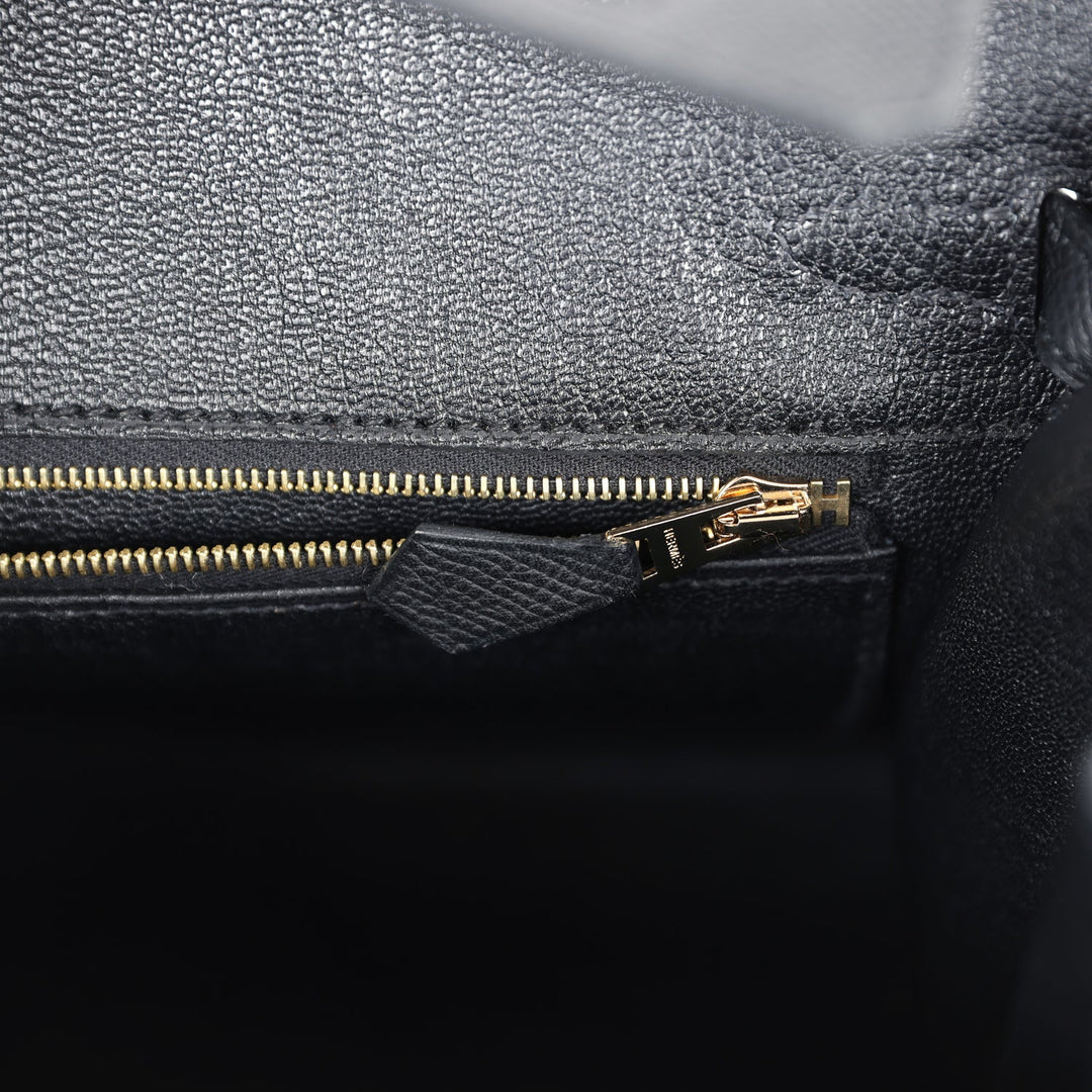 Hermes Birkin Sellier 25 Black Epsom Gold Hardware