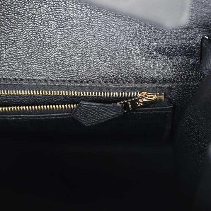 Hermes Birkin Sellier 25 Black Epsom Gold Hardware