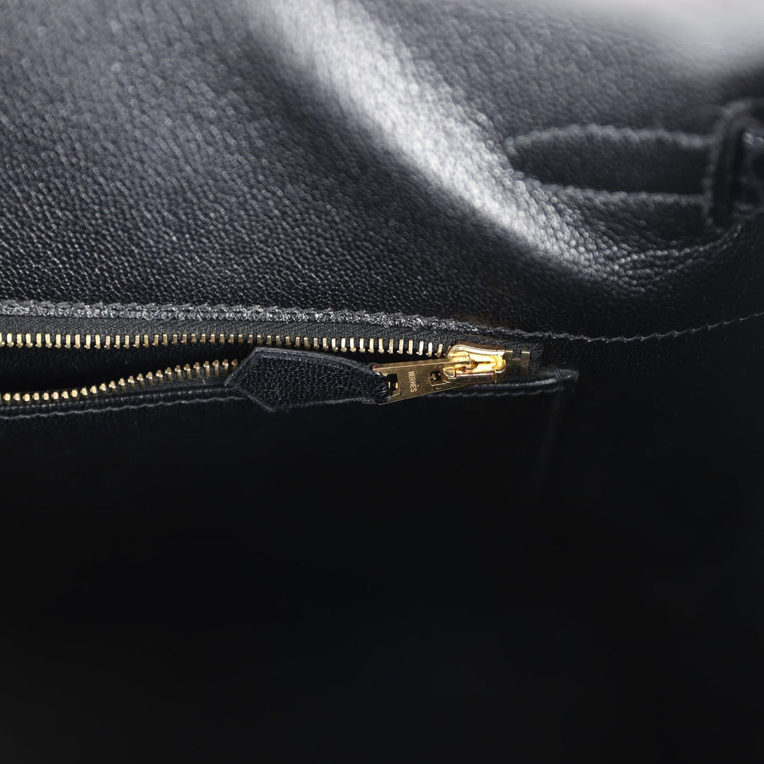New Hermes Birkin 35 Black Shiny Porosus Crocodile Gold Hardware