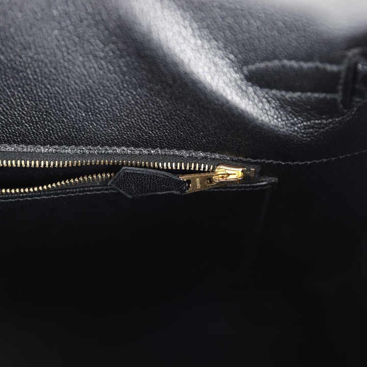 New Hermes Birkin 35 Black Shiny Porosus Crocodile Gold Hardware