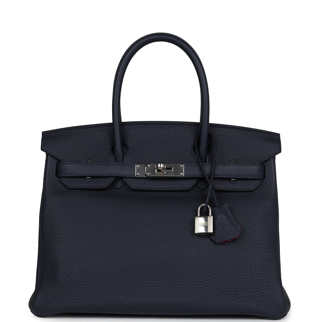 Hermes Birkin 30 Bleu Nuit Verso Clemence Palladium Hardware