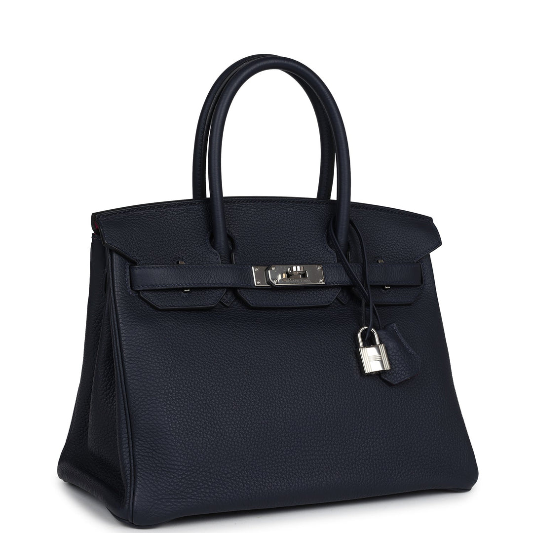 Hermes Birkin 30 Bleu Nuit Verso Clemence Palladium Hardware