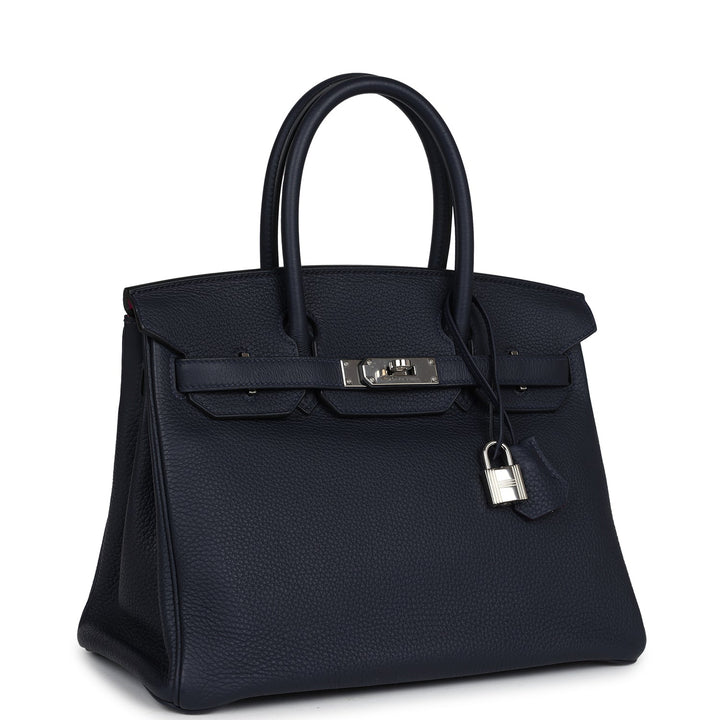Hermes Birkin 30 Bleu Nuit Verso Clemence Palladium Hardware
