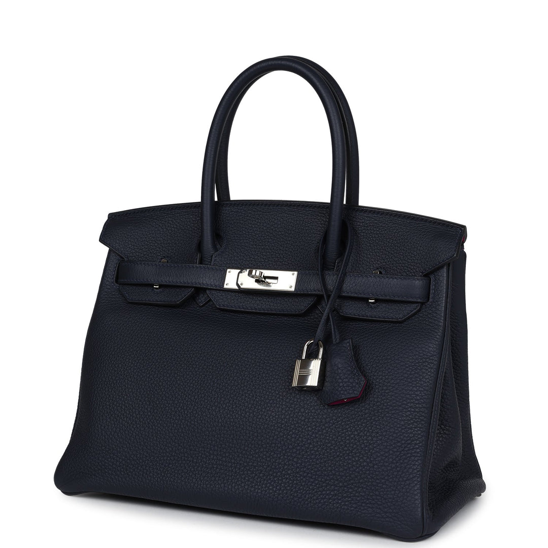 Hermes Birkin 30 Bleu Nuit Verso Clemence Palladium Hardware