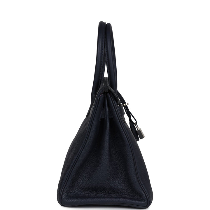 Hermes Birkin 30 Bleu Nuit Verso Clemence Palladium Hardware