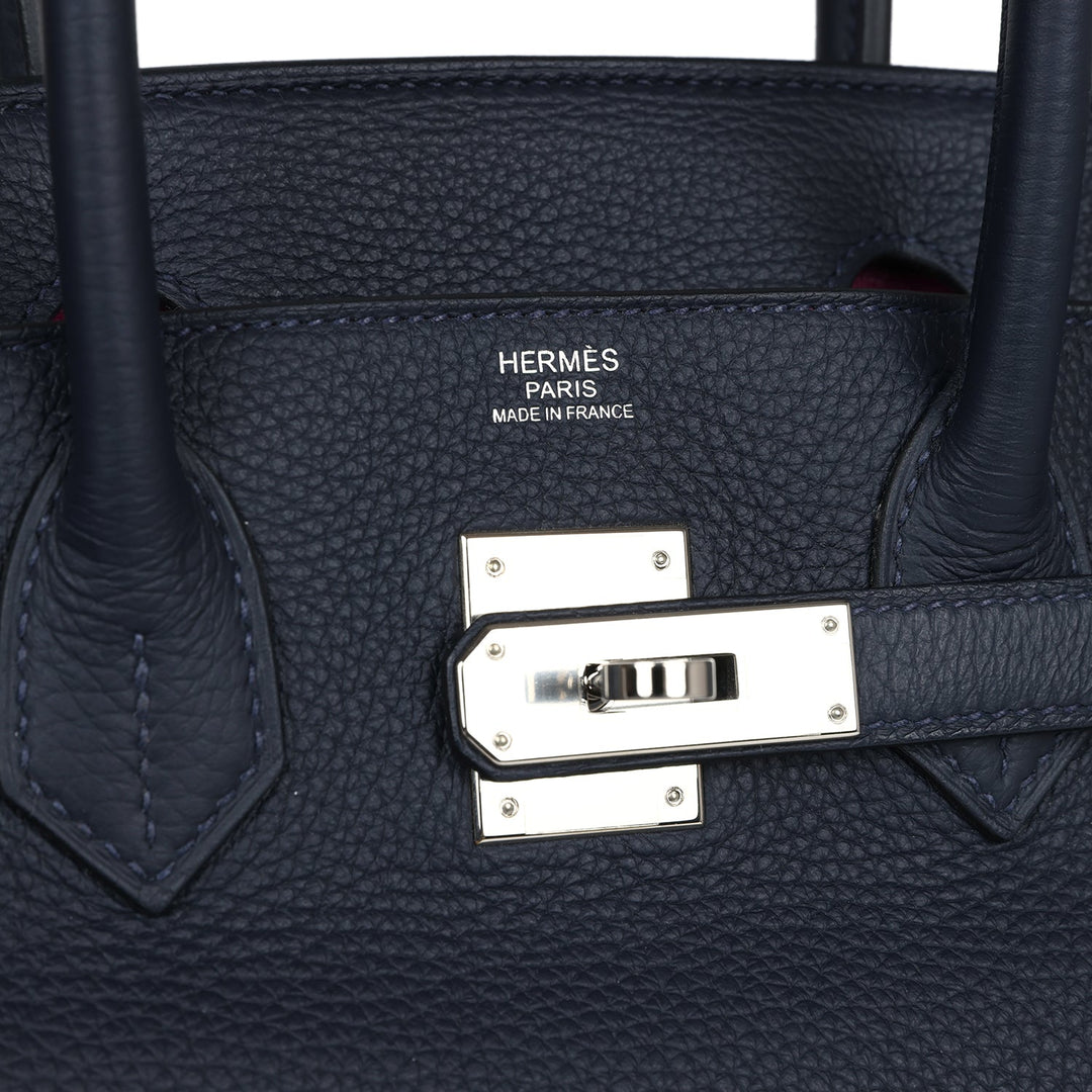 Hermes Birkin 30 Bleu Nuit Verso Clemence Palladium Hardware