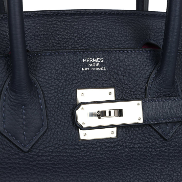 Hermes Birkin 30 Bleu Nuit Verso Clemence Palladium Hardware