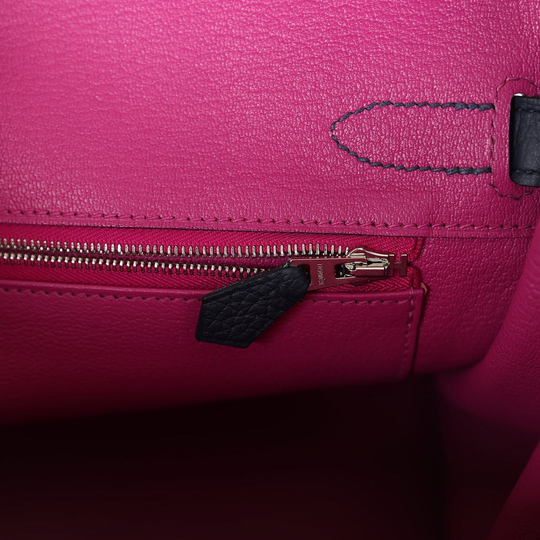 Hermes Birkin 30 Bleu Nuit Verso Clemence Palladium Hardware