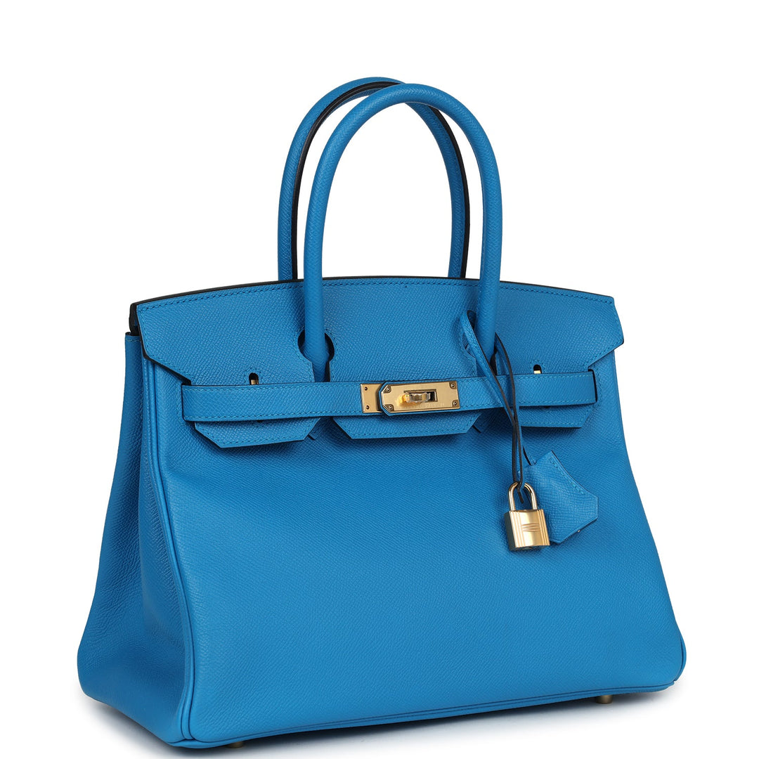Hermes Birkin 30 Bleu Zanzibar Epsom Gold Hardware