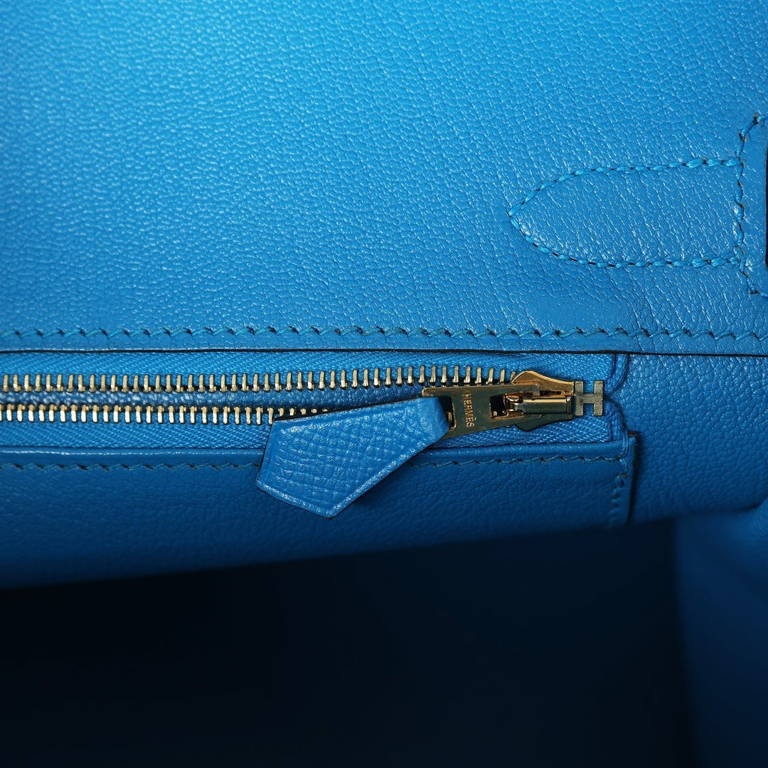 Hermes Birkin 30 Bleu Zanzibar Epsom Gold Hardware