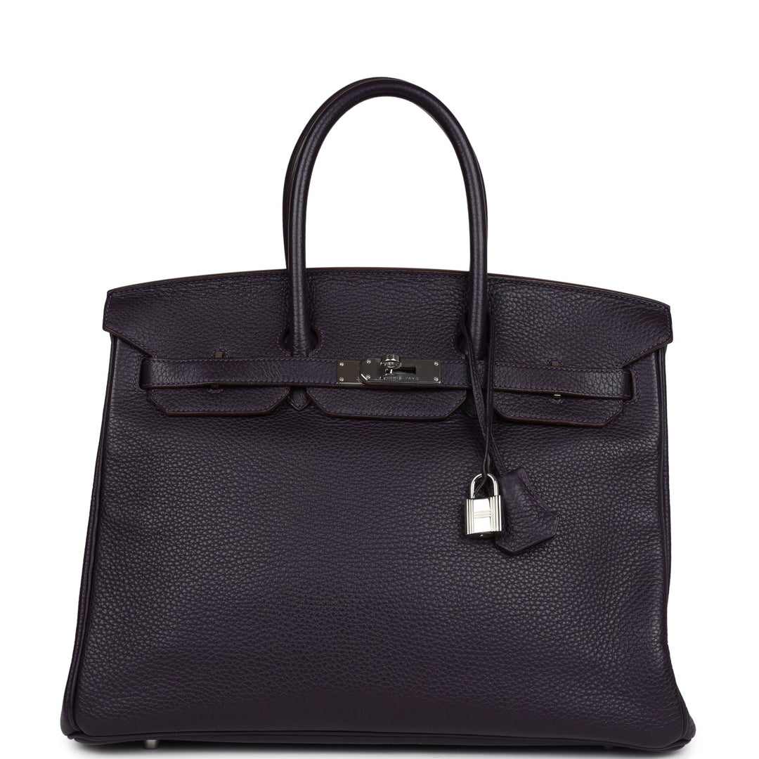 Hermes Birkin 35 Raisin Clemence Palladium Hardware