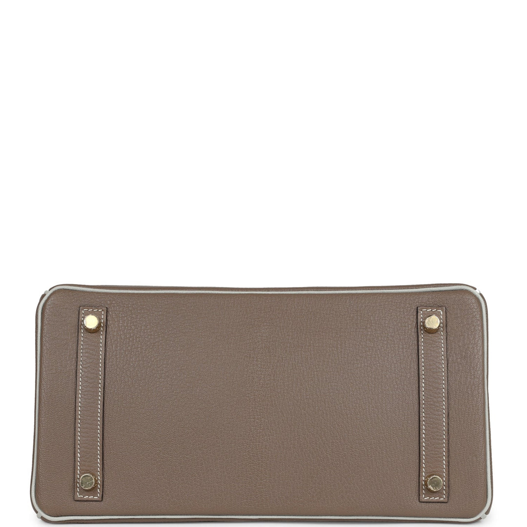 Hermes Special Order (HSS) Birkin 30 Etoupe and Gris Perle Chevre Brushed Gold Hardware