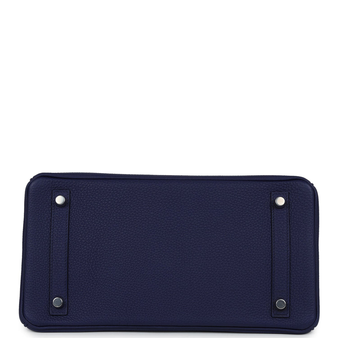 Hermes Birkin 30 Bleu Encre Togo and Shiny Niloticus Crocodile Touch Palladium Hardware