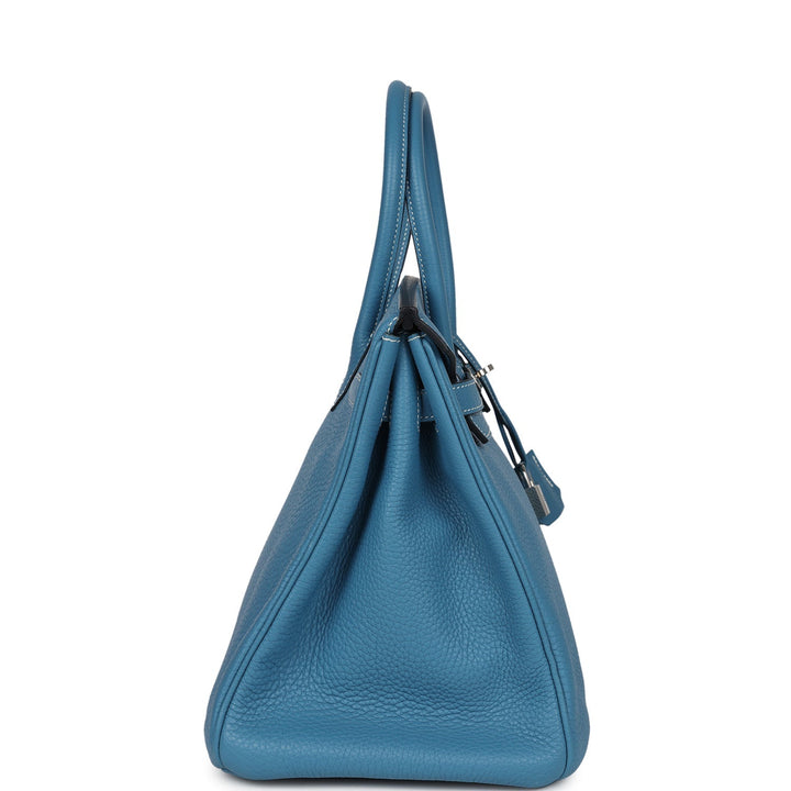 Hermes Birkin 35 Blue Jean Clemence Palladium Hardware