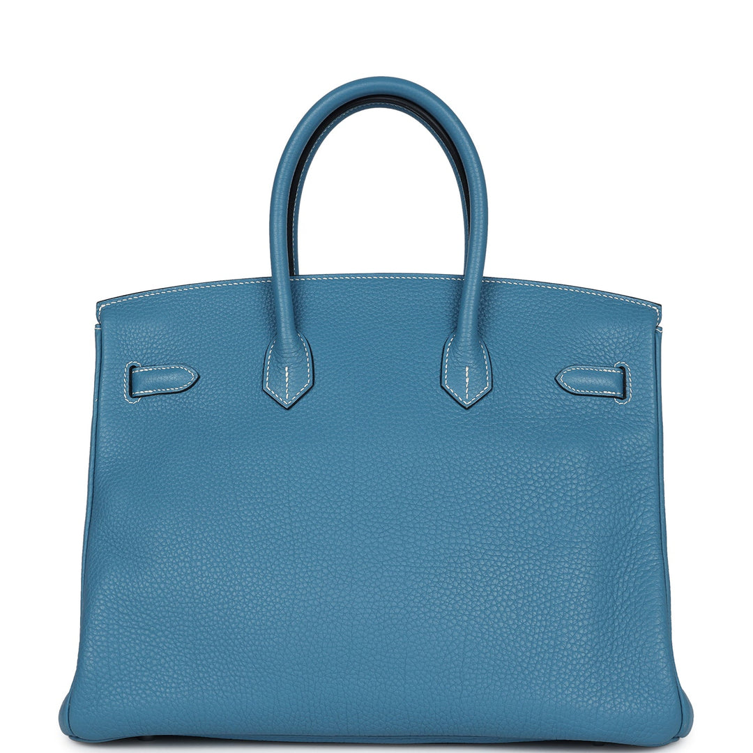 Hermes Birkin 35 Blue Jean Clemence Palladium Hardware