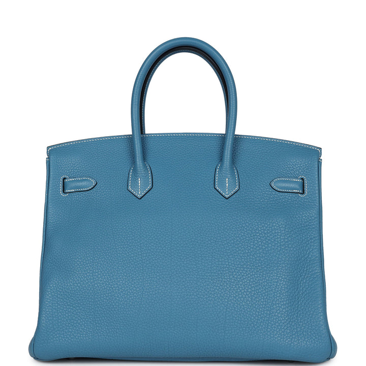 Hermes Birkin 35 Blue Jean Clemence Palladium Hardware