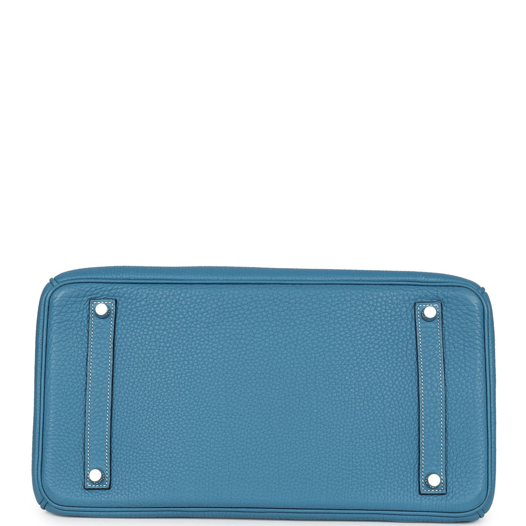 Hermes Birkin 35 Blue Jean Clemence Palladium Hardware