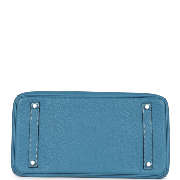 Hermes Birkin 35 Blue Jean Clemence Palladium Hardware
