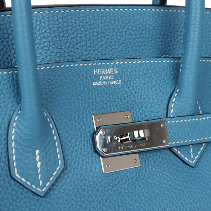Hermes Birkin 35 Blue Jean Clemence Palladium Hardware