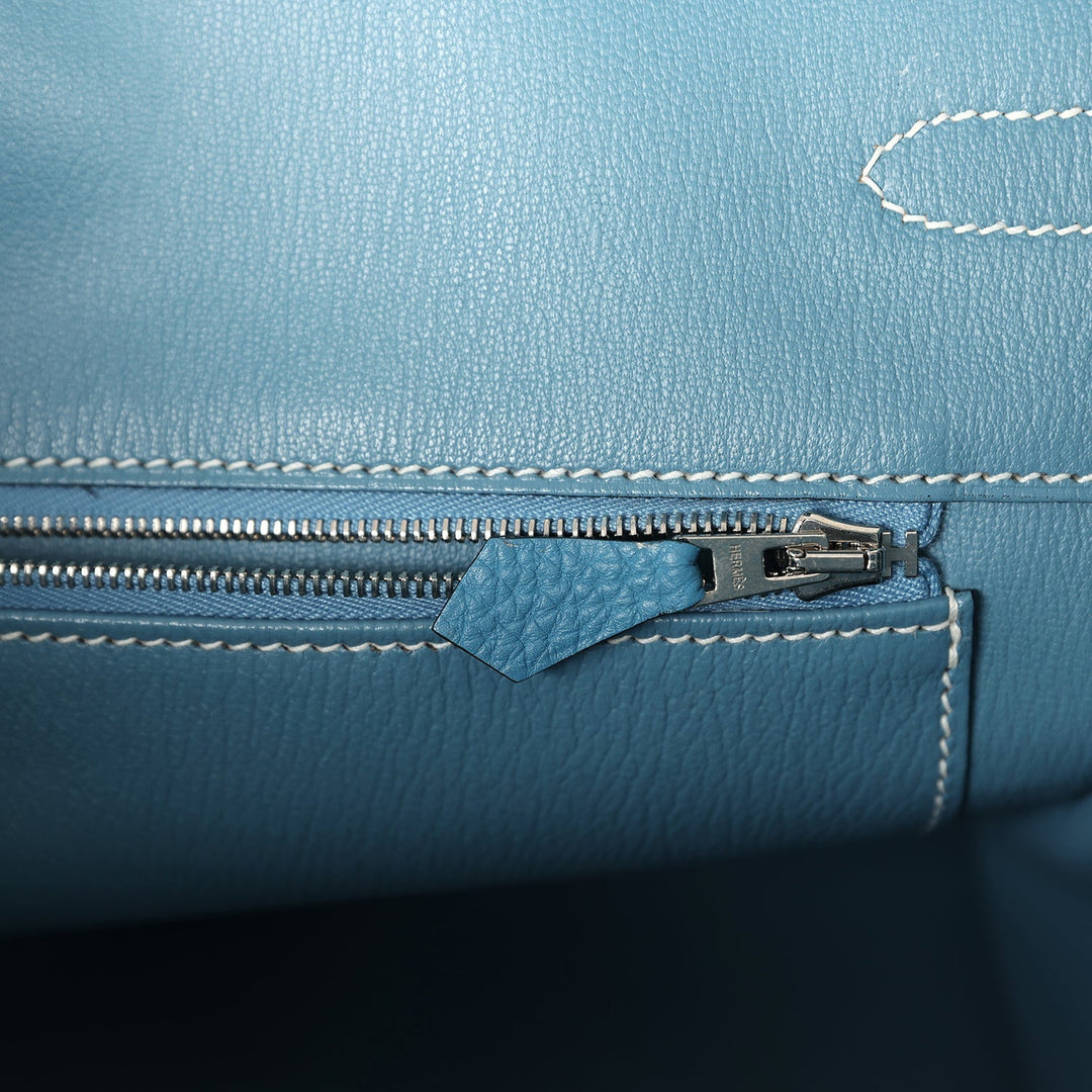 Hermes Birkin 35 Blue Jean Clemence Palladium Hardware