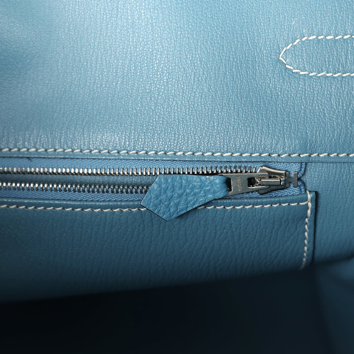 Hermes Birkin 35 Blue Jean Clemence Palladium Hardware