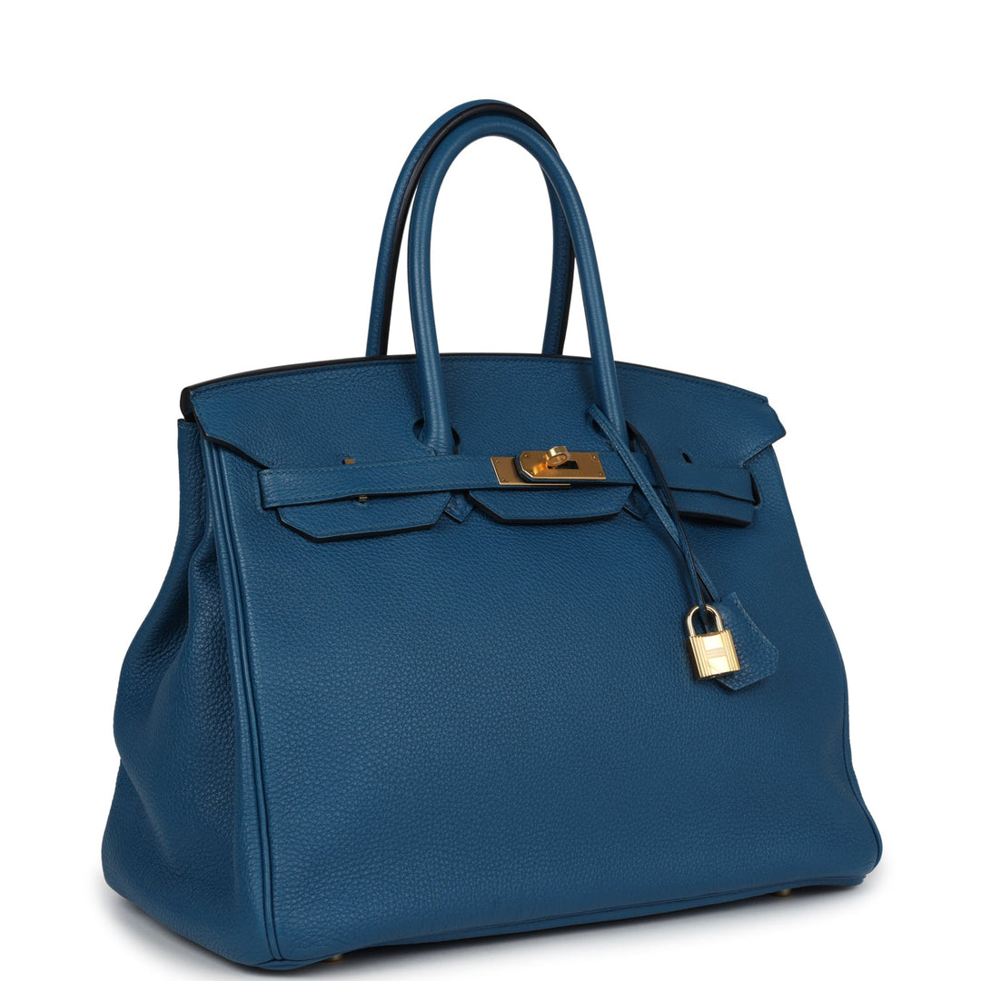 Hermes Birkin 35 Bleu de Galice Togo Gold Hardware