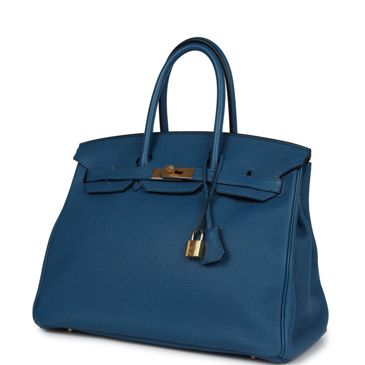 Hermes Birkin 35 Bleu de Galice Togo Gold Hardware
