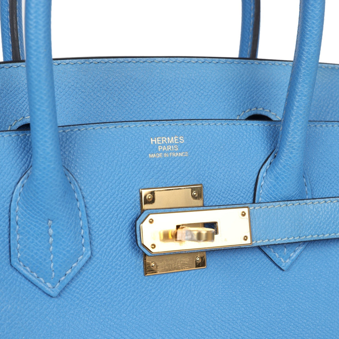 Hermes Birkin 30 Bleu Paradise Epsom Gold Hardware