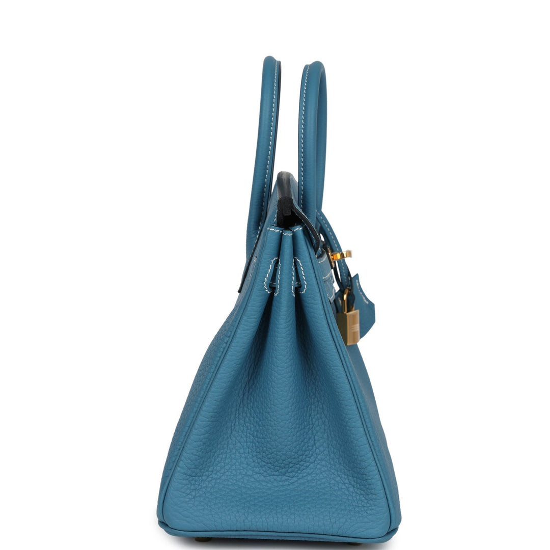 Hermes Birkin 25 Blue Jean Togo Gold Hardware