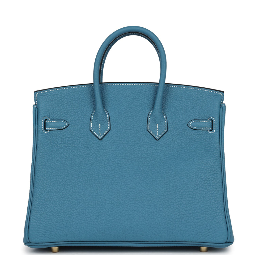 Hermes Birkin 25 Blue Jean Togo Gold Hardware