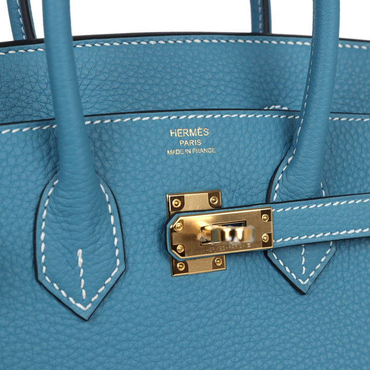 Hermes Birkin 25 Blue Jean Togo Gold Hardware