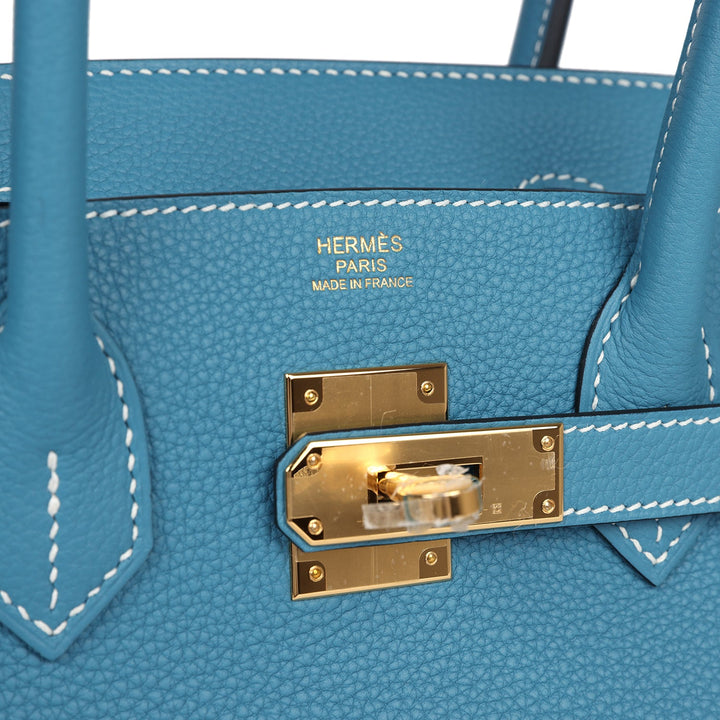 Hermes Birkin 30 Blue Jean Togo Gold Hardware