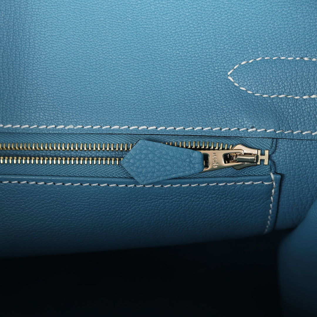 Hermes Birkin 30 Blue Jean Togo Gold Hardware