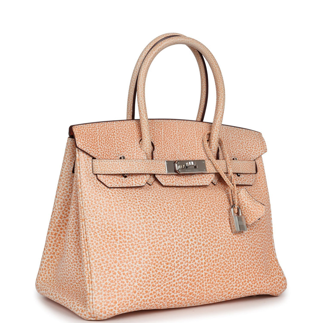 Hermes Birkin 30 Orange Dalmatian Buffalo Palladium Hardware