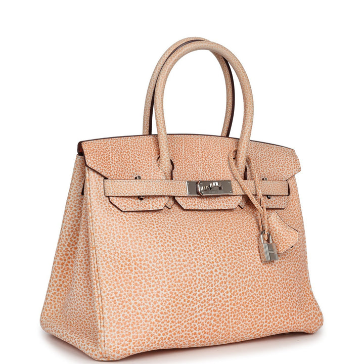 Hermes Birkin 30 Orange Dalmatian Buffalo Palladium Hardware