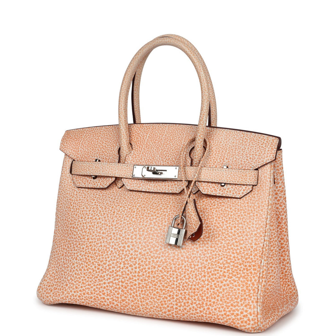 Hermes Birkin 30 Orange Dalmatian Buffalo Palladium Hardware