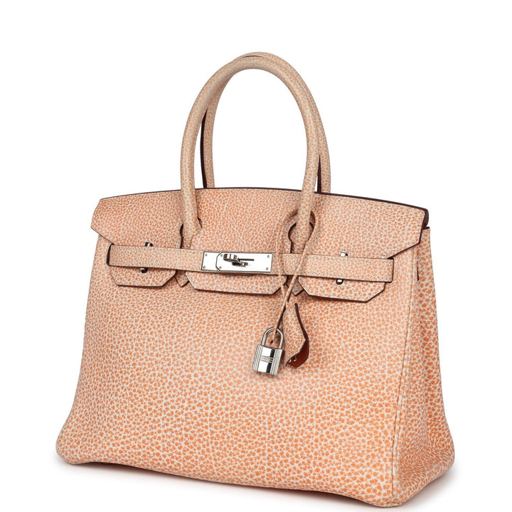 Hermes Birkin 30 Orange Dalmatian Buffalo Palladium Hardware