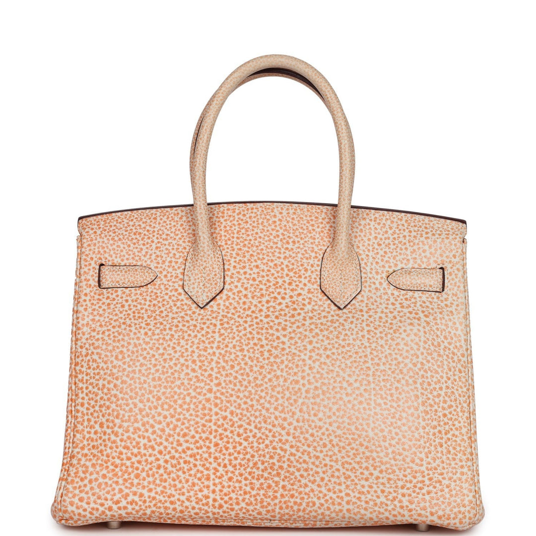 Hermes Birkin 30 Orange Dalmatian Buffalo Palladium Hardware
