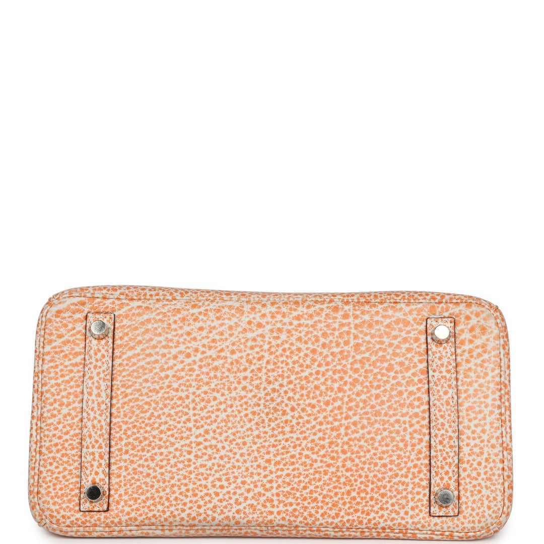 Hermes Birkin 30 Orange Dalmatian Buffalo Palladium Hardware