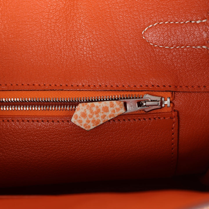 Hermes Birkin 30 Orange Dalmatian Buffalo Palladium Hardware