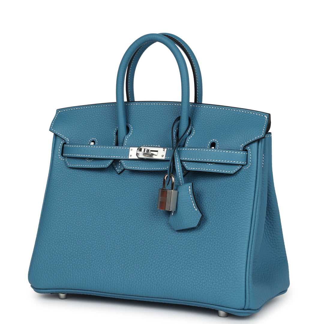 Hermes Birkin 25 Blue Jean Togo Palladium Hardware