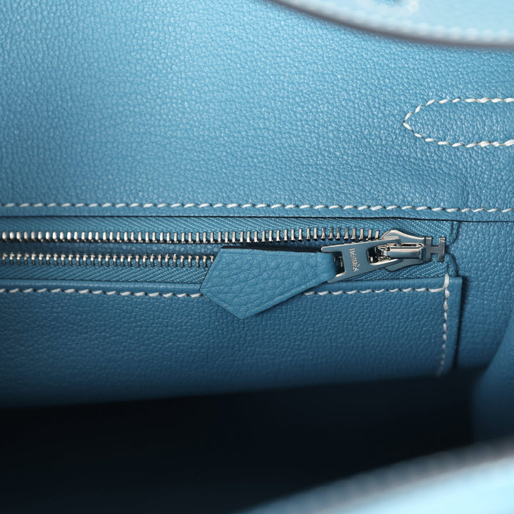 Hermes Birkin 25 Blue Jean Togo Palladium Hardware