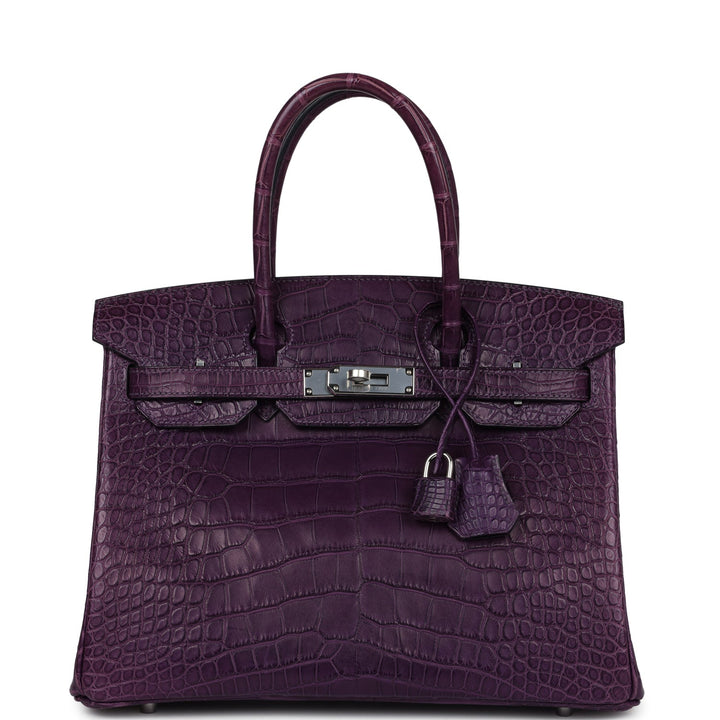 Hermes Birkin 30 Amethyst Matte Alligator Palladium Hardware