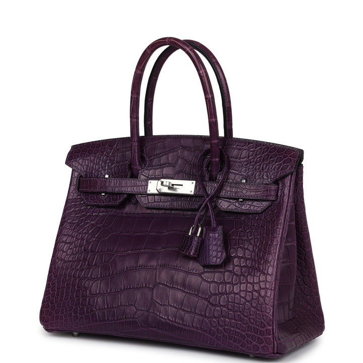 Hermes Birkin 30 Amethyst Matte Alligator Palladium Hardware