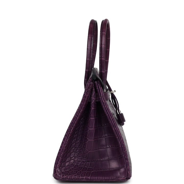 Hermes Birkin 30 Amethyst Matte Alligator Palladium Hardware
