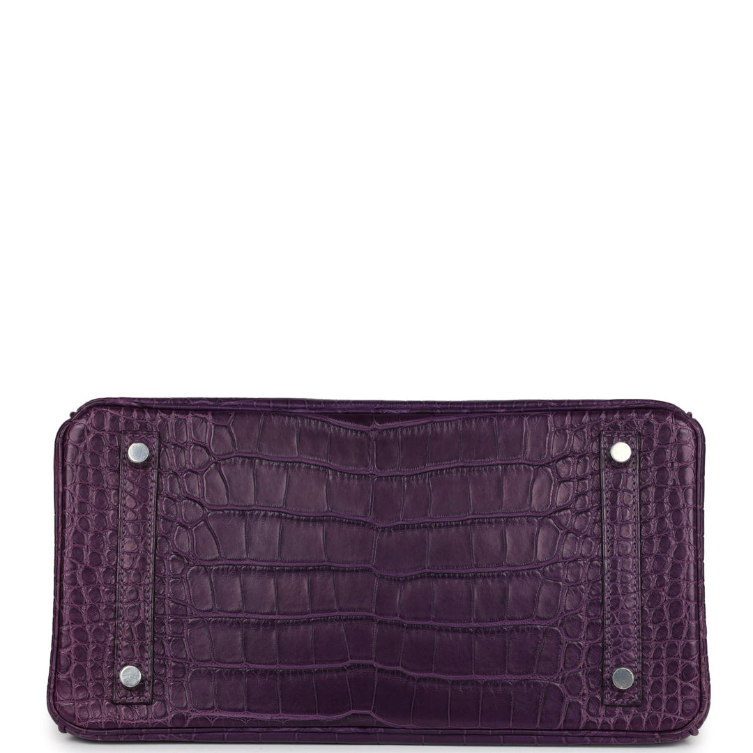 Hermes Birkin 30 Amethyst Matte Alligator Palladium Hardware