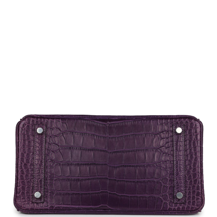 Hermes Birkin 30 Amethyst Matte Alligator Palladium Hardware