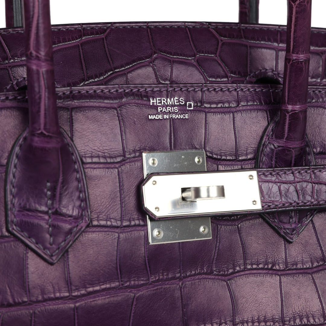 Hermes Birkin 30 Amethyst Matte Alligator Palladium Hardware