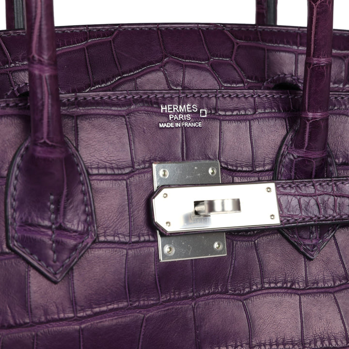 Hermes Birkin 30 Amethyst Matte Alligator Palladium Hardware