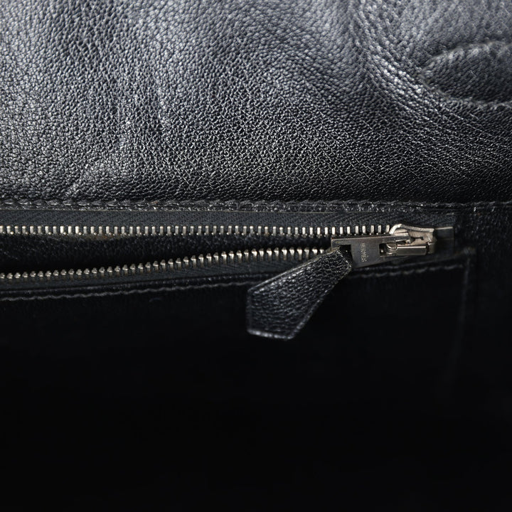 Hermes Birkin 35 Black Shiny Porosus Crocodile Palladium Hardware
